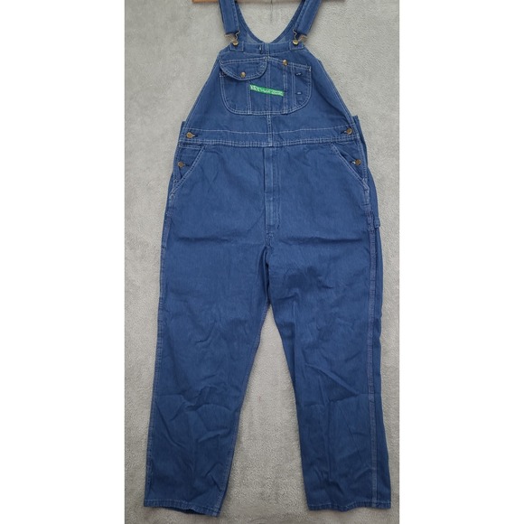 KEY Imperial Bib Overalls Denim Overalls Men's Sz 42X32 Utility Workwear Farm - Picture 1 of 11